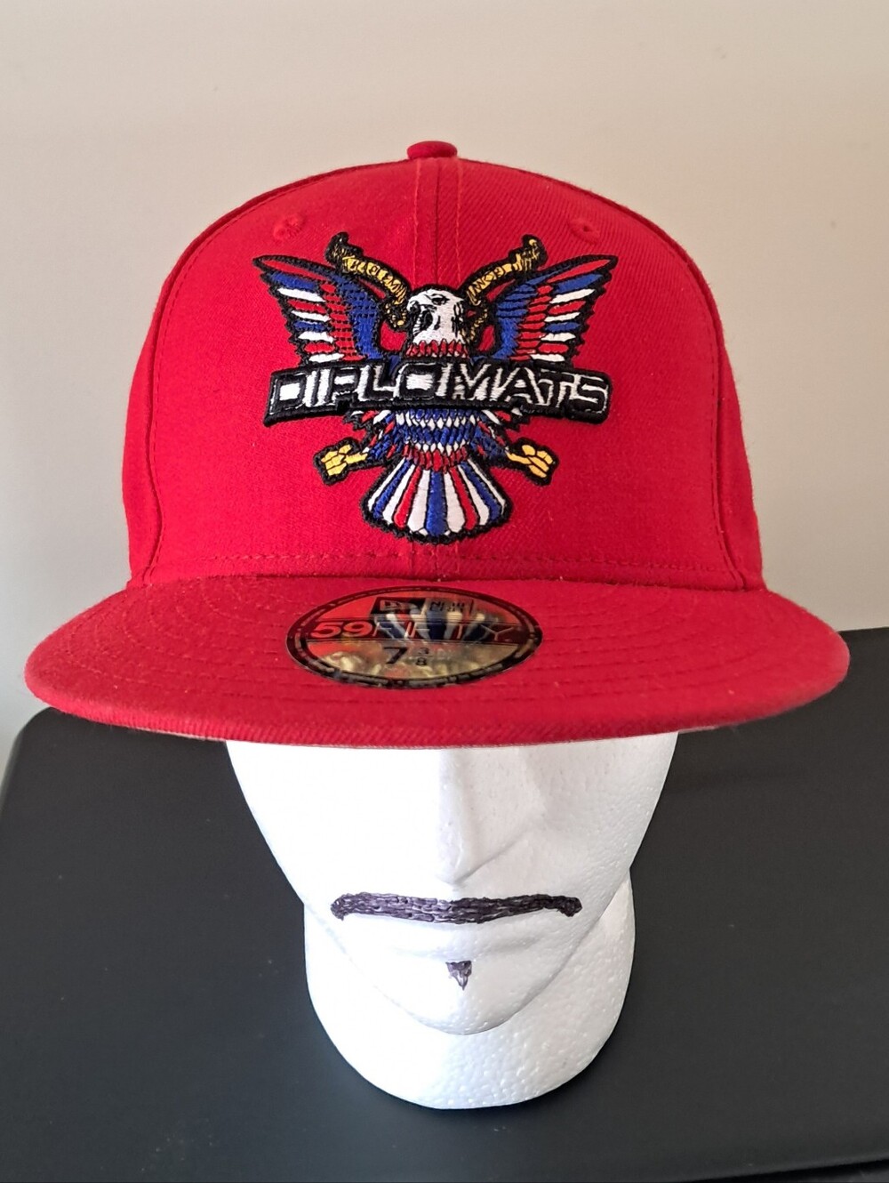 Vintage Diplomats Dipset New Era Fitted Hat 7 3/8 Red Legendary Hip Hop Group